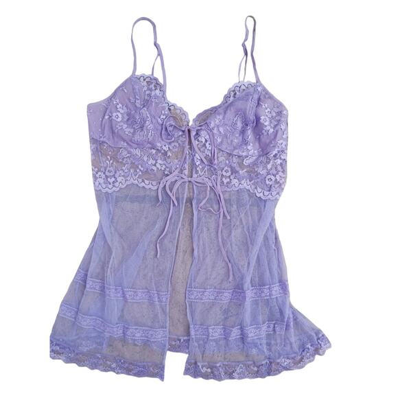 Victoria’s Secret Lingerie Lace Babydoll Sz M LAVENDER LT Purple Barbiecore VNT - Picture 1 of 16